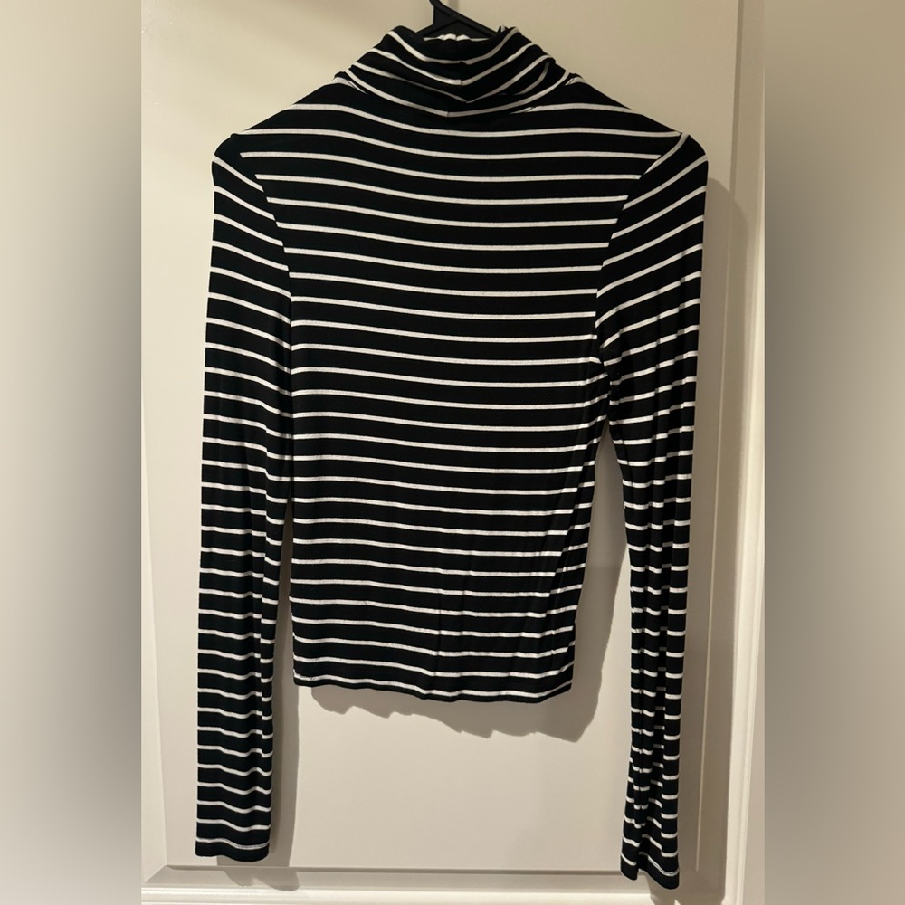Black and White Striped Turtleneck - Picture 3 of 5